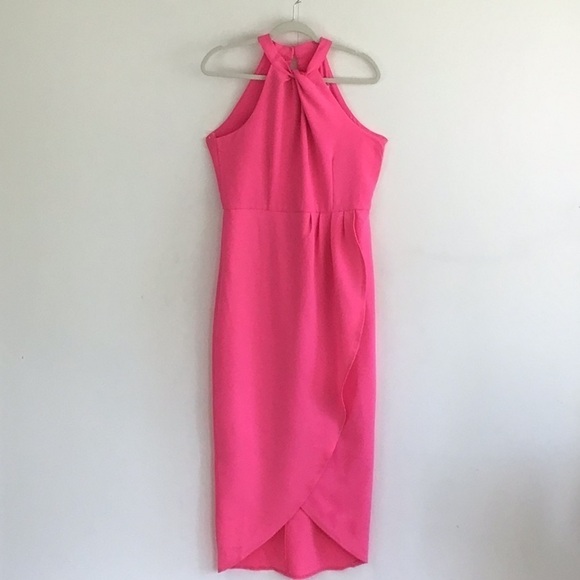 JULIA JORDAN
Twist-Knot Barbie Bubblegum (neon) Pink Tulip Hem Dress size 8 NWT - Picture 1 of 9